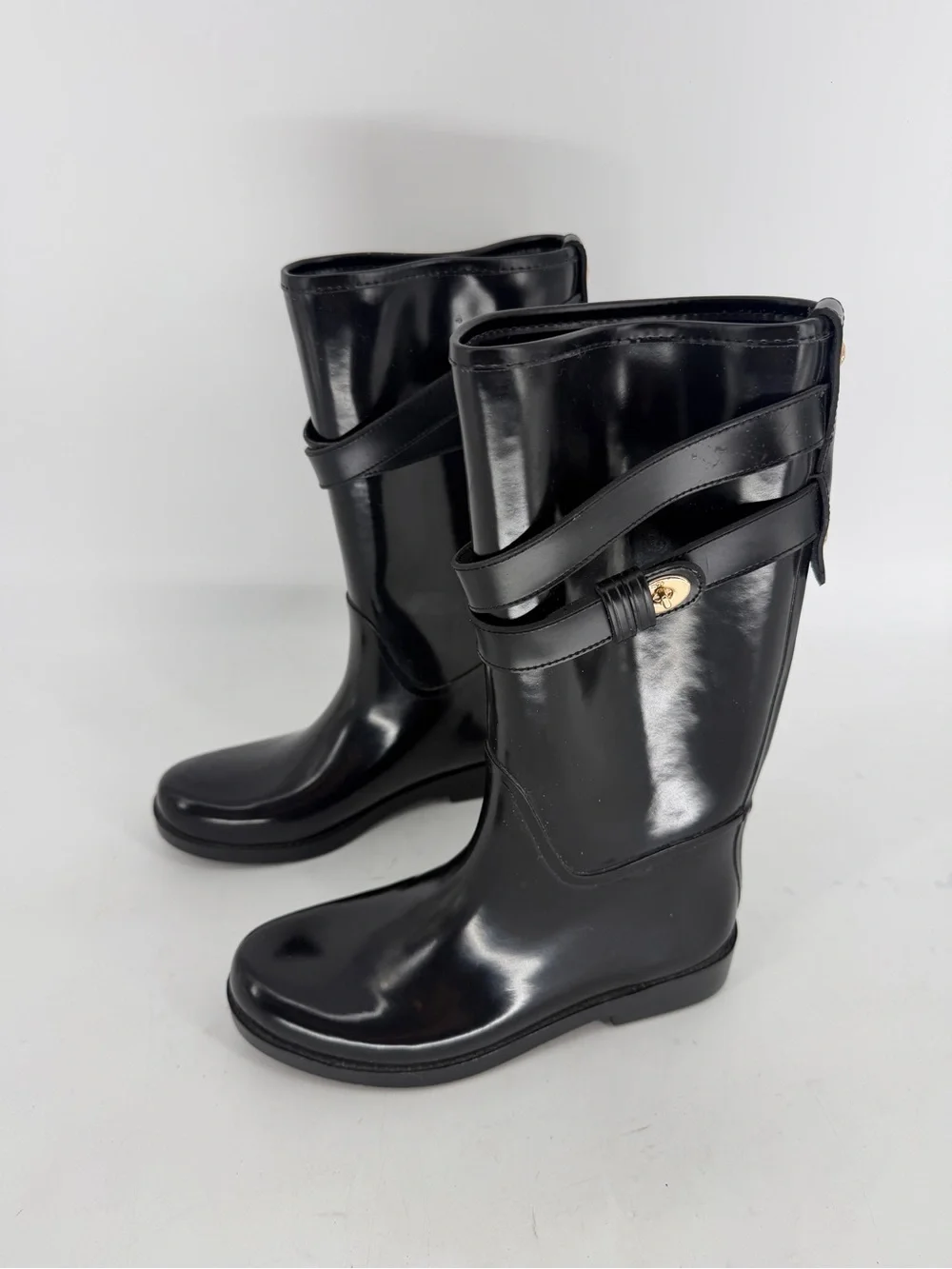 Coach Talia Black Rubber Boots Women’s Size 7